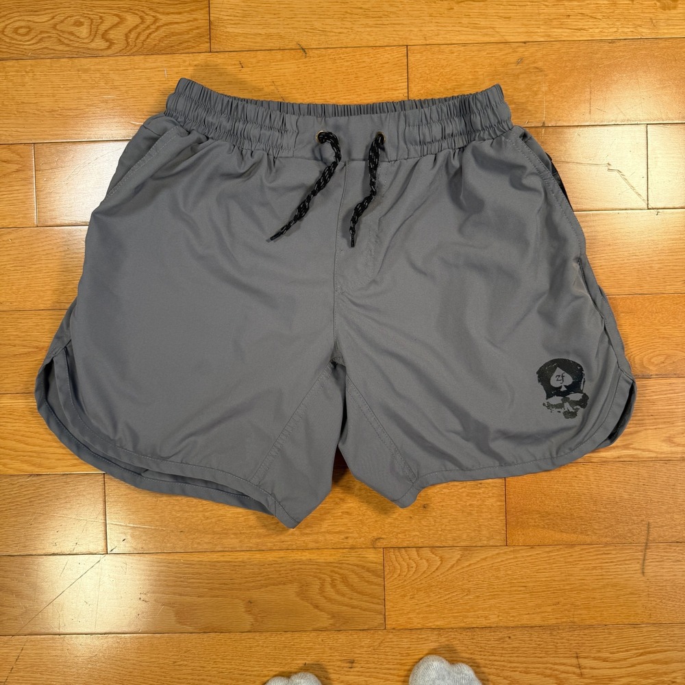 Zero Foxtrot Mens Grey Athletic Training Shorts Size Medium Skull Logo ZF